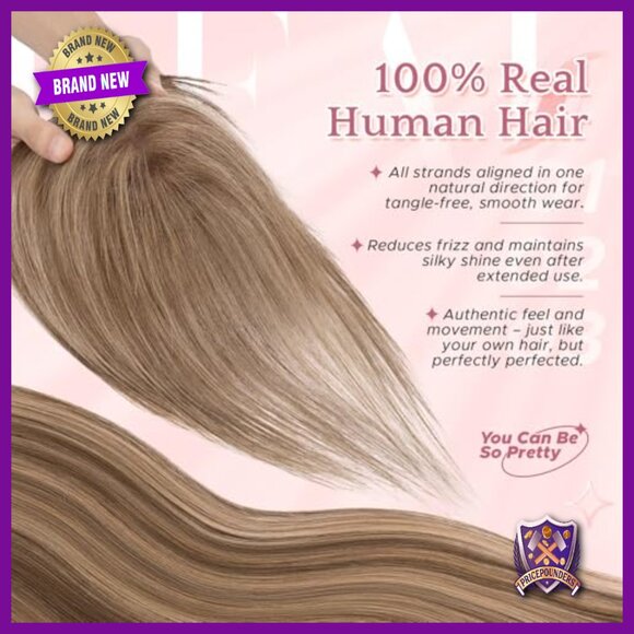 Human Hair Topper with Bangs 11 Inch Clip-In Lightweight Hairpiece